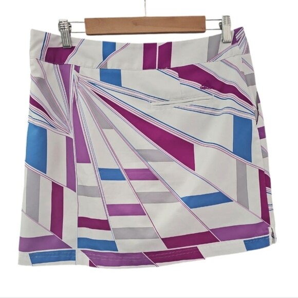 Adidas ClimaCool Golf Tennis Activewear Geo Patterned Woven Skort 10.5" Sz 8 - Picture 3 of 16